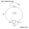 Doublelayer Love Inlaid Zircon Clavicle Necklace Bracelet Set Stainless Steel With Pvd Gold Plated Sweet Style For Women