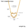 Doublelayer Love Inlaid Zircon Clavicle Necklace Bracelet Set Stainless Steel With Pvd Gold Plated Sweet Style For Women