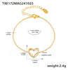 Doublelayer Love Inlaid Zircon Clavicle Necklace Bracelet Set Stainless Steel With Pvd Gold Plated Sweet Style For Women
