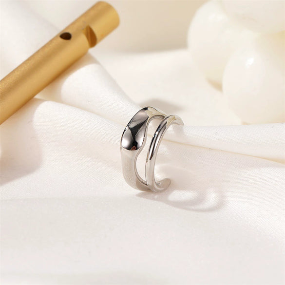 Doublelayer Retro Ear Clip Single Earrings Without Ear Holes Copper Geometric Style Electroplated For Men And Women