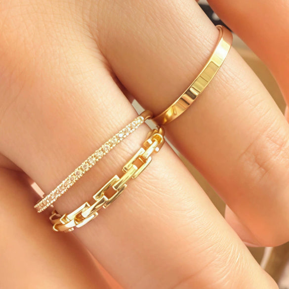 Doublelayer Rhinestone Ring For Women Geometric Light Luxury Electroplated