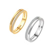 Doublelayer Ringed Diamond Zircon Women's Copper Ring With Geometric Style And Electroplating Technology