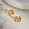 Doublelayer Round Ear Cuff Classic Light Luxury Fashionable Highend Stainless Steel Jewelry For Women With Pvd Furnace Vacuum Real Gold Plating Geometric Design