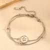 Doublelayer Round Snake Beads Love Pendant Jewelry Women's Anklet Stainless Steel Heart Shape Acrylic Inlay