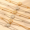 Doublelayer Round Snake Beads Love Pendant Jewelry Women's Anklet Stainless Steel Heart Shape Acrylic Inlay