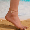Doublelayer Round Snake Beads Love Pendant Jewelry Women's Anklet Stainless Steel Heart Shape Acrylic Inlay