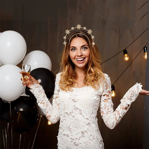 Doublelayer Sixpointed Star Boho Headband Metal Electroplated Women's Hair Accessories