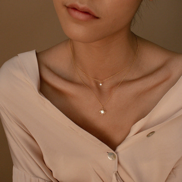 Doublelayer Spot Normcore Women's Necklace Layered Clavicle Chain With Star Zircon Stacked Copper Plated Ochain