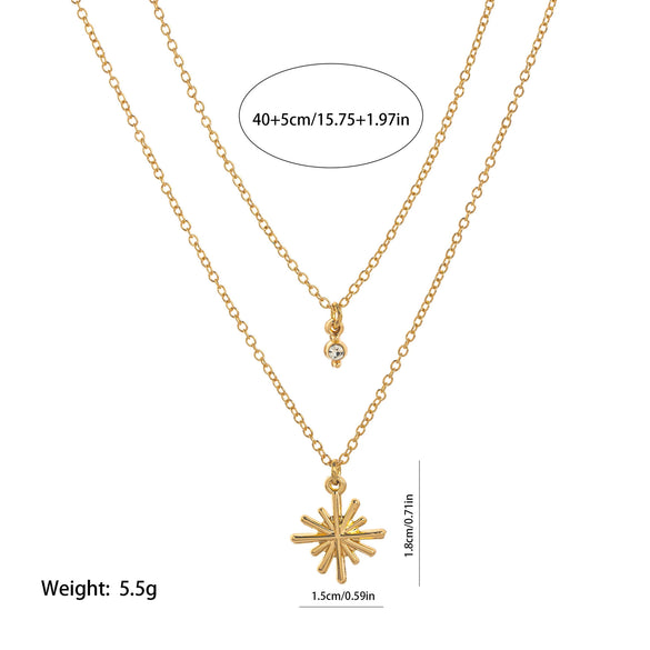 Doublelayer Spot Normcore Women's Necklace Layered Clavicle Chain With Star Zircon Stacked Copper Plated Ochain