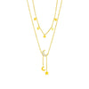 Doublelayer Stacked White Shell Star Moon Geometric Titanium Steel Tassel Clavicle Chain Necklace With Electroplating For Women
