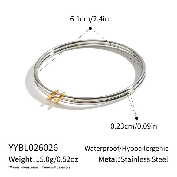 Doublelayer Stainless Steel Geometric Bracelet With Electroplated Finish Minimalist Fashion Jewelry