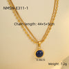 Doublelayer Stainless Steel Lapis Lazuli Geometric Pendant Necklace For Women Electroplated Fashion Jewelry