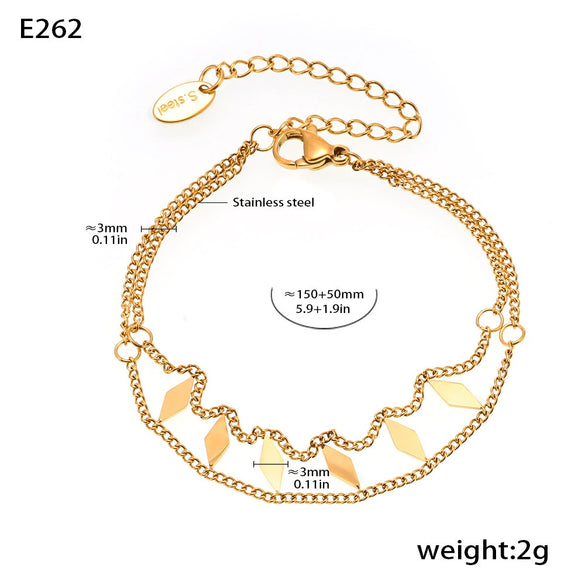Doublelayer Stainless Steel Niche Necklace And Bracelet For Women With Diamond Sequins Light Luxury And Simple Style Electroplated