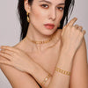 Doublelayer Stainless Steel Niche Necklace And Bracelet For Women With Diamond Sequins Light Luxury And Simple Style Electroplated