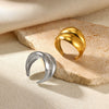 Doublelayer Stainless Steel Round Geometric Women's Opening Ring 18K Gold Plated
