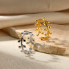Doublelayer Stainless Steel Round Geometric Women's Opening Ring 18K Gold Plated