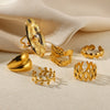 Doublelayer Stainless Steel Round Geometric Women's Opening Ring 18K Gold Plated