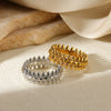 Doublelayer Stainless Steel Round Geometric Women's Opening Ring 18K Gold Plated