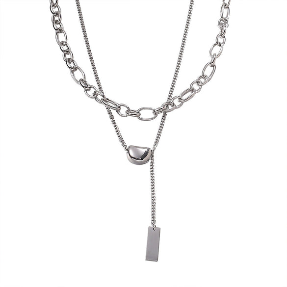 Doublelayer 316L Stainless Steel Women's Lucky Bean Necklace With Electroplating