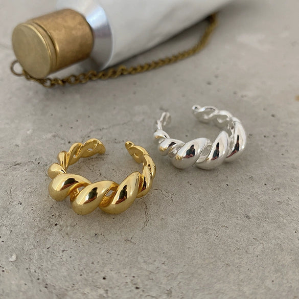 Doublelayer 925 Sterling Silver Rope Twist Punk Ring