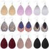 Doublelayer Teardropshaped Pu Leather Women's Earrings With Printing