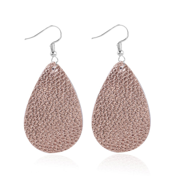 Doublelayer Teardropshaped Pu Leather Women's Earrings With Printing