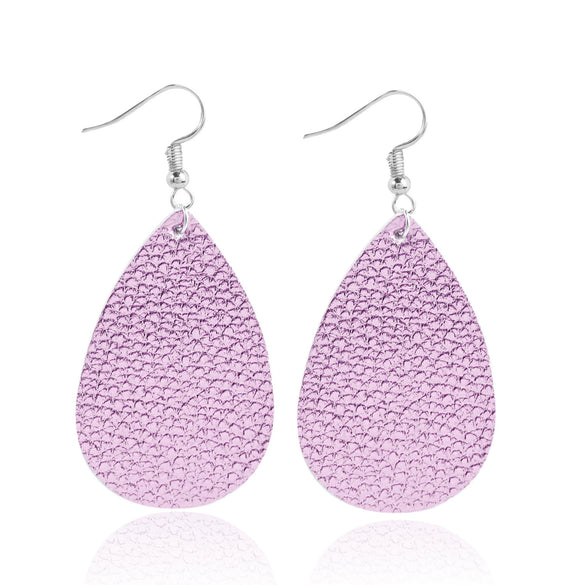Doublelayer Teardropshaped Pu Leather Women's Earrings With Printing
