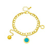 Doublelayer Titanium Steel Chain With Roman Round Turquoise Pendant Geometric Electroplated Unisex Jewelry Bracelet