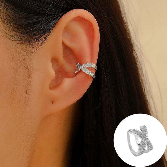 Doublelayer Xcross Ear Clip For Women No Ear Holes Copper Geometric Electroplated