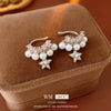 Doublelayer Zircon Fake Pearl Pendant Earrings Geometric Light Luxury Style Set With Zirconia