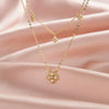 Doublelayered Freshwater Pearl Clavicle Chain Fourleaf Clover Sterling Silver Women's Necklace