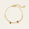 Doublelayered Peach Heart Stacked Stainless Steel 18K Electroplated Women's Fashion Jewelry Bracelet