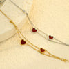 Doublelayered Peach Heart Stacked Stainless Steel 18K Electroplated Women's Fashion Jewelry Bracelet