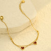 Doublelayered Peach Heart Stacked Stainless Steel 18K Electroplated Women's Fashion Jewelry Bracelet