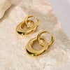 Doublering Dualpurpose Detachable Ring Earrings Stainless Steel Geometric Style 18K Vacuum Plating In Furnace