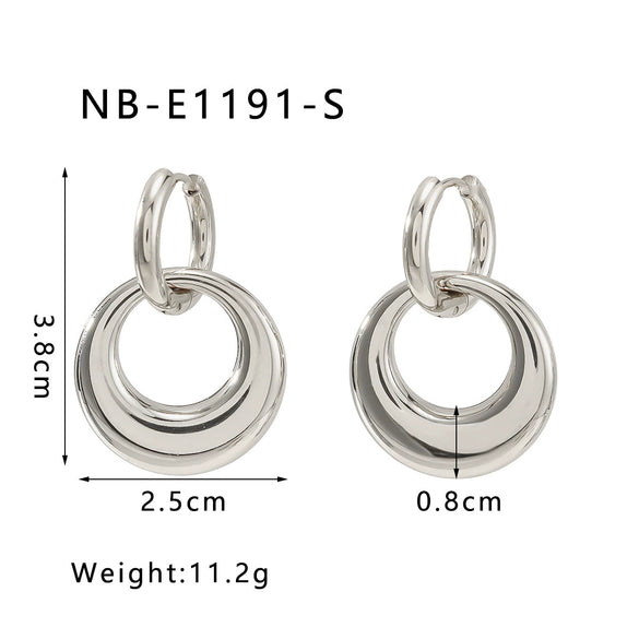 Doublering Dualpurpose Detachable Ring Earrings Stainless Steel Geometric Style 18K Vacuum Plating In Furnace