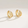 Doublering Geometric Copper Earrings With Zircon Inlay