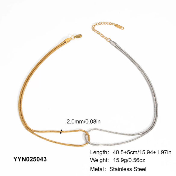 Doublering Snake Bone Chain Necklace Bracelet Suit In Gold And Silver Colormatching Stainless Steel Jewelry With Pvd Furnace Vacuum Real Gold Plating For Women