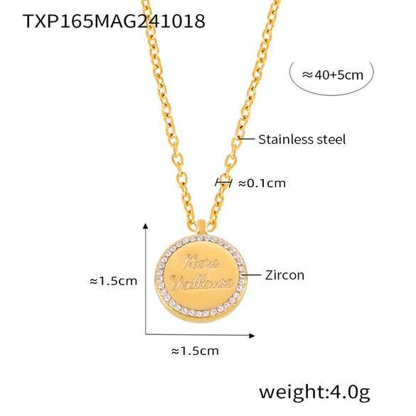 Doublesided Letter Overlapping Clavicle Necklace Bracelet Set Stainless Steel Diamondencrusted Electroplated For Women
