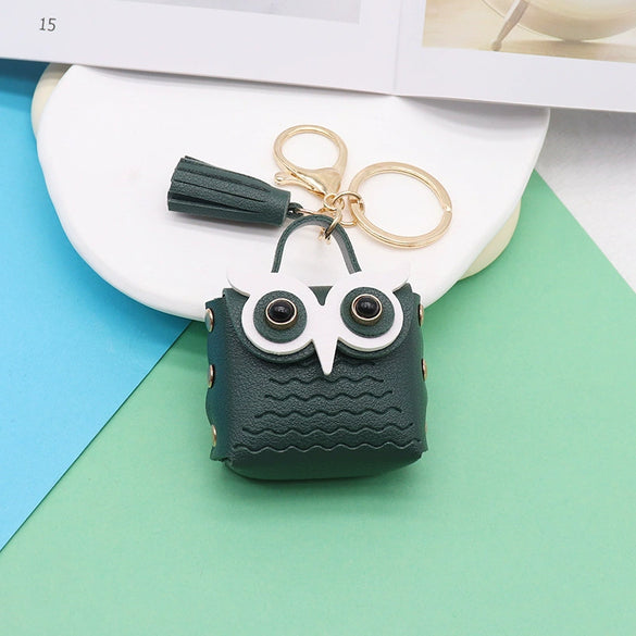 Doublesided Pu Leather Cartoon Owl Coin Purse Bag Keychain Pendant Modern Simplicity Style