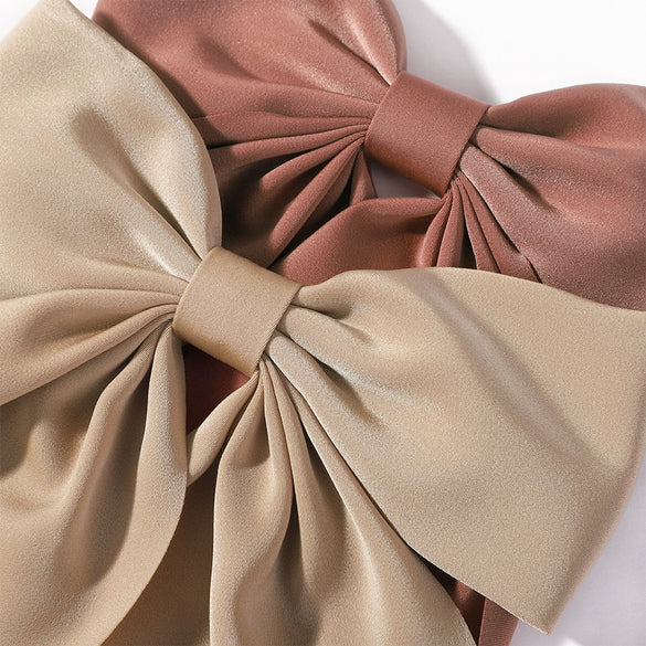 Doublesided Satin Bow Handmade Women's Oneword Clip Hairpin