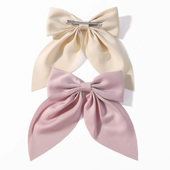 Doublesided Satin Bow Handmade Women's Oneword Clip Hairpin