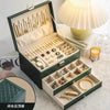 Drawer Type Leather Jewelry Box With Diamond Pattern And Lock