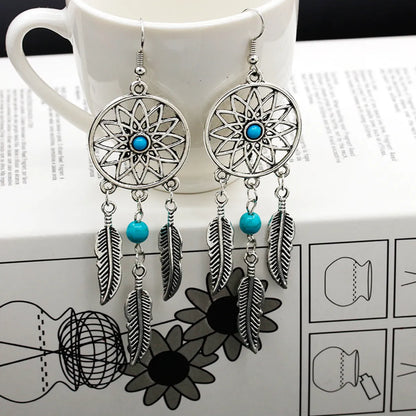 Ethnic Style Geometric Plating Alloy Gem Earrings