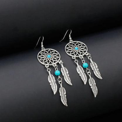 Ethnic Style Geometric Plating Alloy Gem Earrings