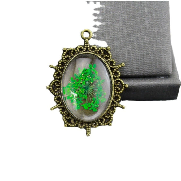 Dried Flower Necklace Glass Glaze Pu Wax Rope Geometric Literary Style