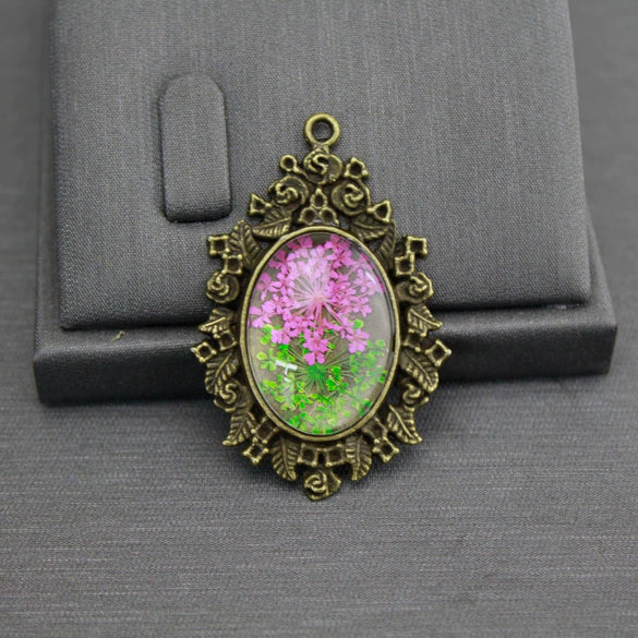 Dried Flower Necklace Glass Glaze Pu Wax Rope Geometric Literary Style