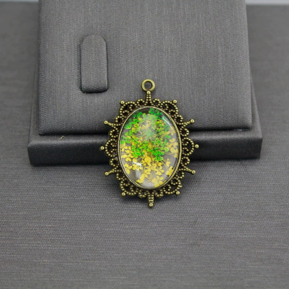 Dried Flower Necklace Glass Glaze Pu Wax Rope Geometric Literary Style