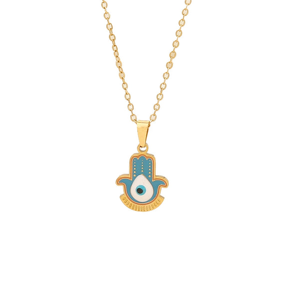 Drop Oil Eye Necklace Palm Pendant Jewelry Stainless Steel Personalized