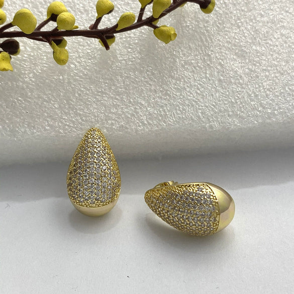 Drop Shape Copper Inlaid Zircon Women's Light Luxury Highend Elegant Earrings Jewelry
